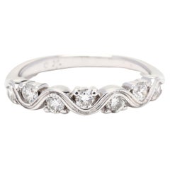 Vintage 0.45ctw Diamond Swirl Wedding Band, 14K White Gold, Ring Size 4.5, Stackable