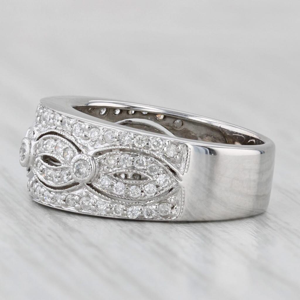 0.45ctw Open Work Diamond Ring 14k White Gold Size 5 In Good Condition For Sale In McLeansville, NC