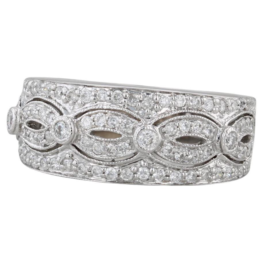 0.45ctw Open Work Diamond Ring 14k White Gold Size 5 For Sale