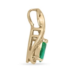 0.45tcw 14K Natural Emerald-Pear Cut Prong Set with Diamond Accent Gold Bail