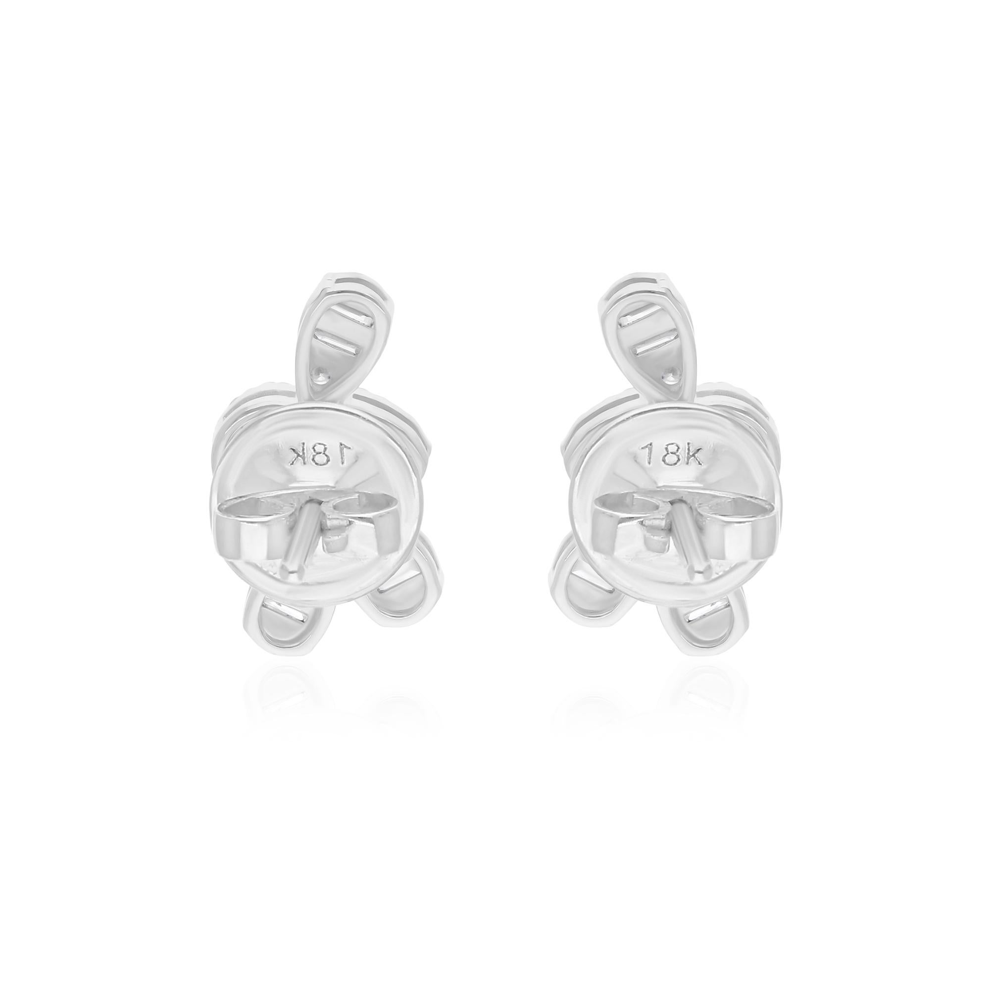 0.46 Carat Baguette Round Diamond Earrings 14 Karat White Gold Handmade Jewelry In New Condition For Sale In Diera, Dubai