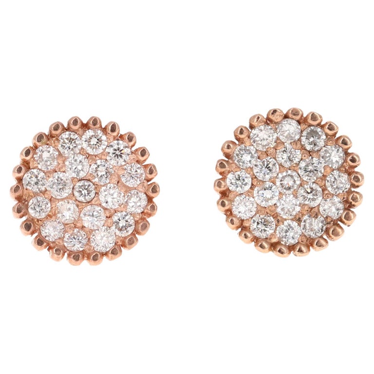 0.46 Carat Diamond 14 Karat Rose Gold Earrings For Sale at 1stDibs
