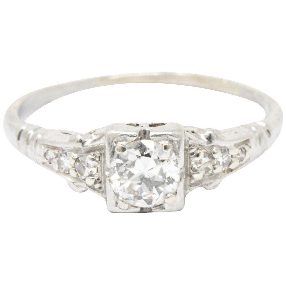0.46 Carat Diamond Platinum Art Deco 1930s Engagement Ring