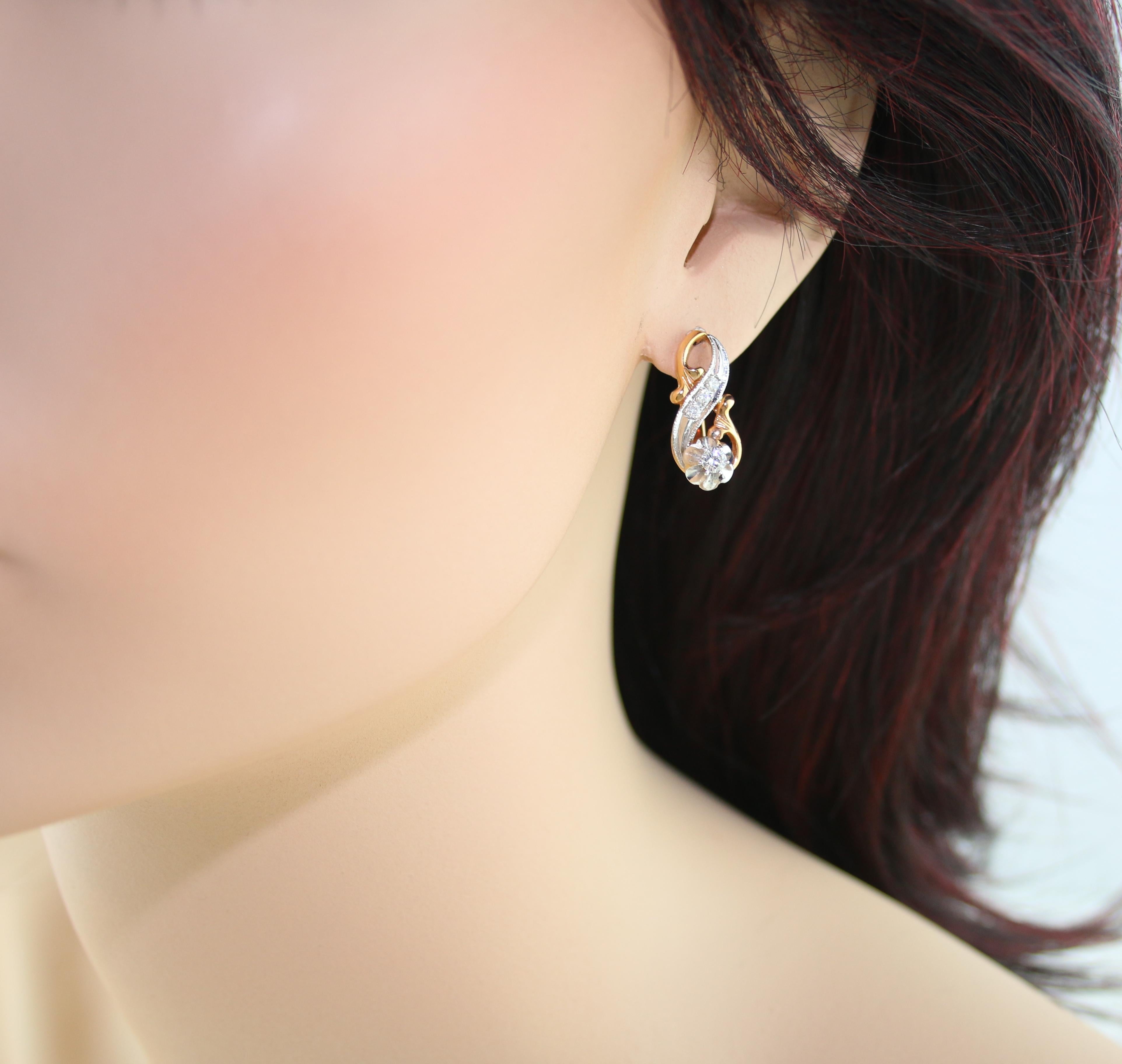 Orecchini in oro rosa con diamante da 0,46 carati in stile russo In condizioni Nuovo in vendita a New York, NY