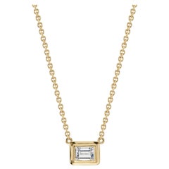 0.46 Carat GIA Certified Emerald Cut Diamond Set in an 18k Yellow Gold Pendant