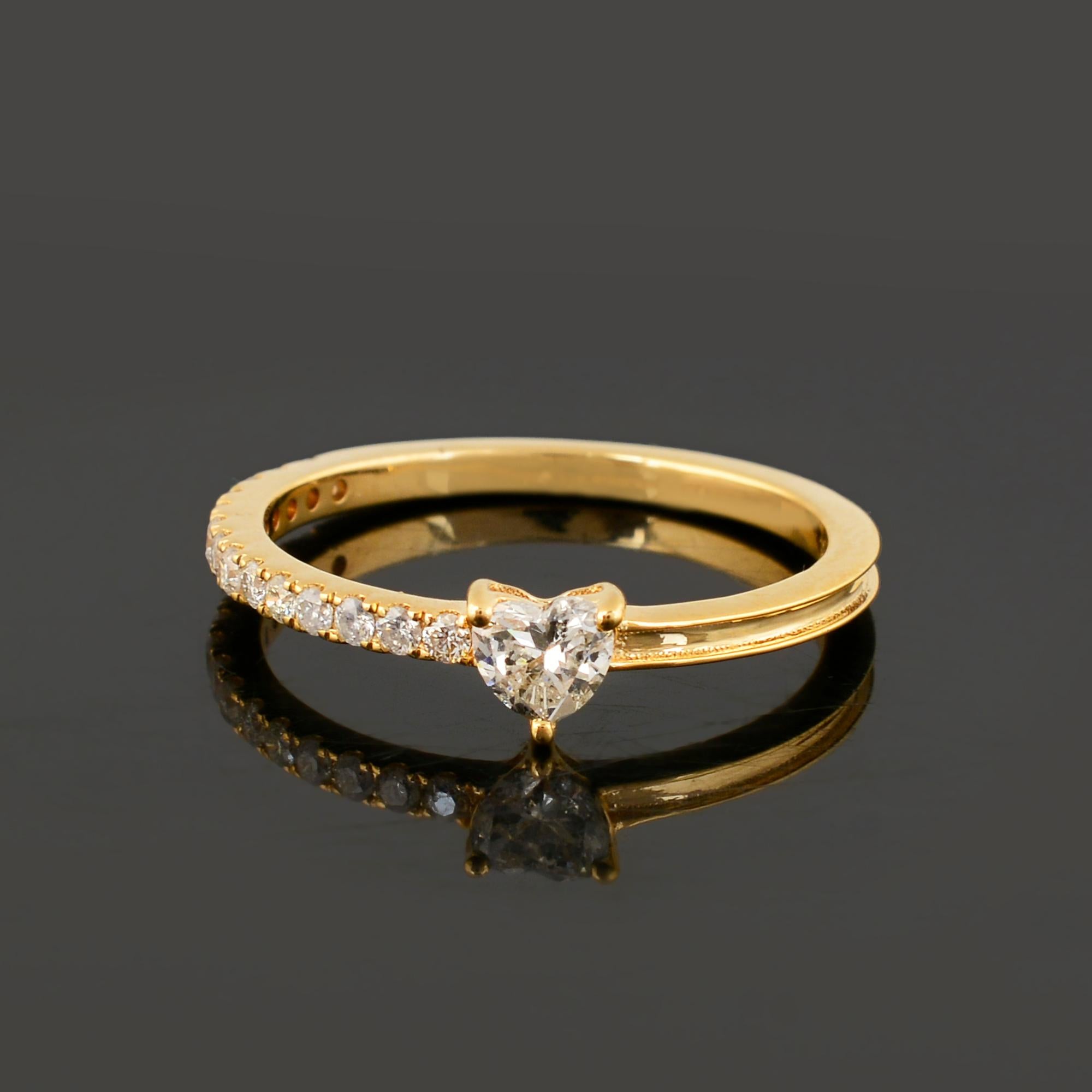 Heart Cut 0.46 Carat Heart Diamond Half Eternity Band Ring 14k Yellow Gold Fine Jewelry For Sale