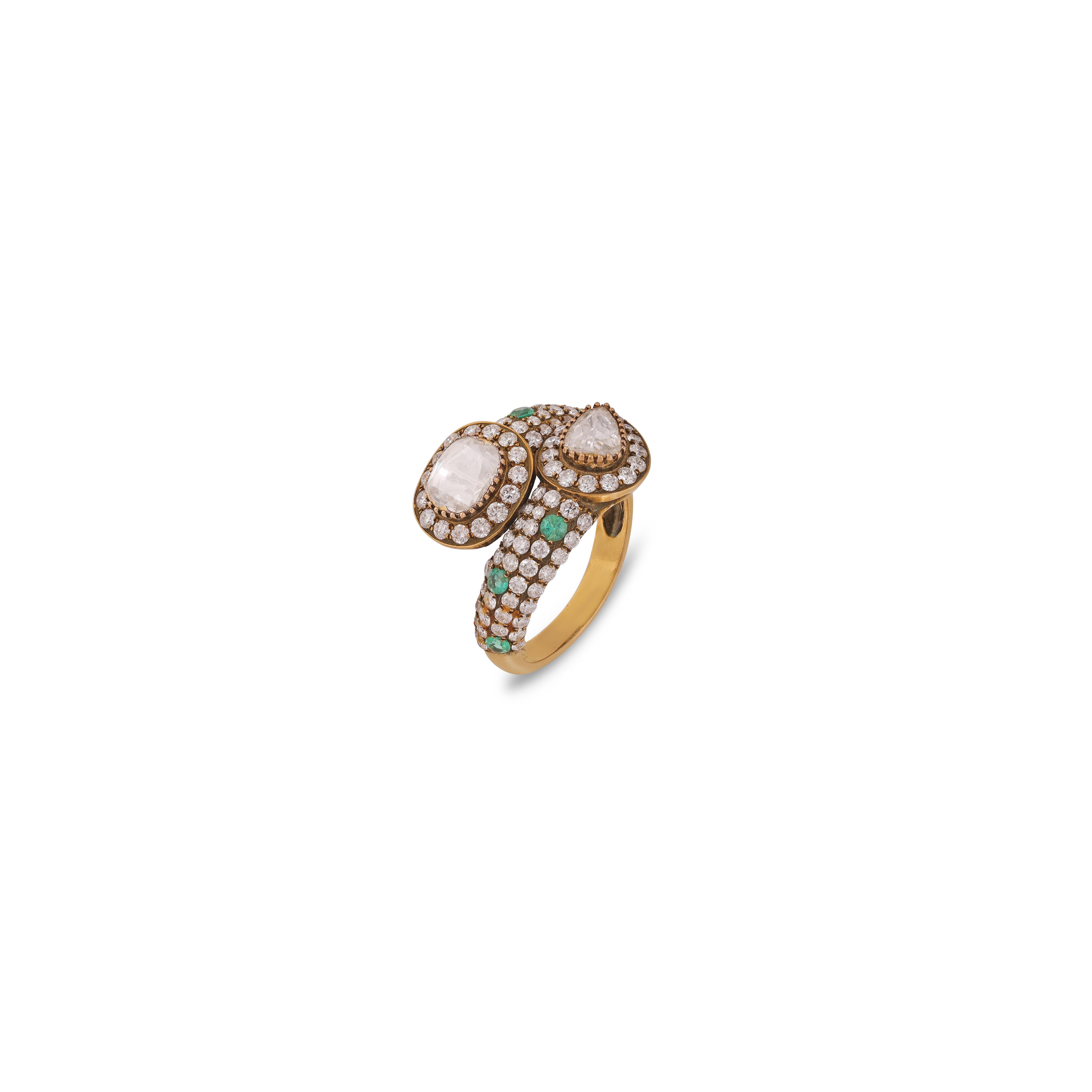 Women's 0.46 Carat High Victorian Rose Cut Diamond old Style Ring For Sale
