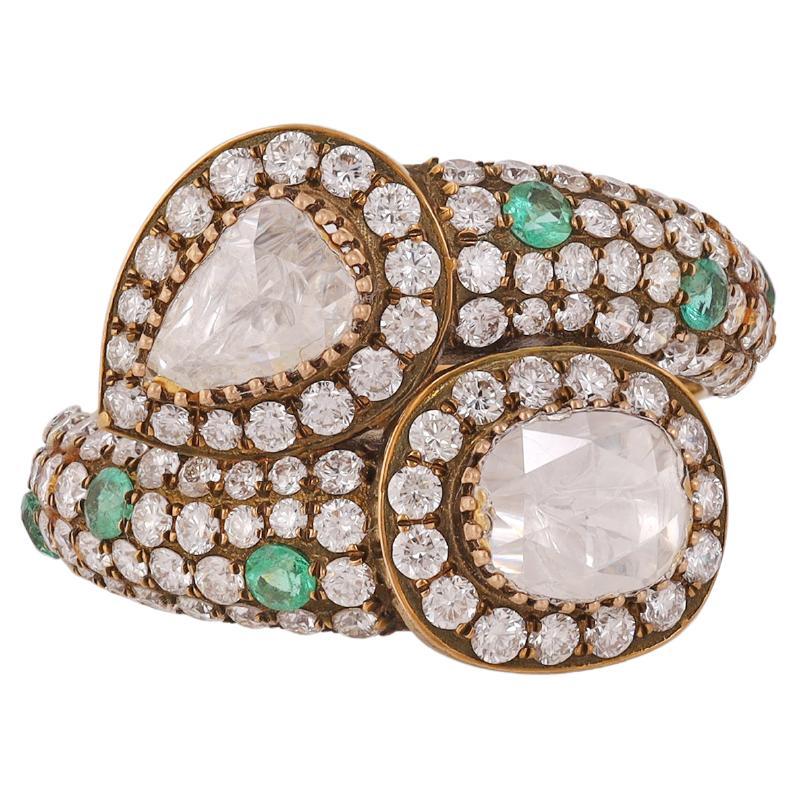 0.46 Carat High Victorian Rose Cut Diamond old Style Ring For Sale