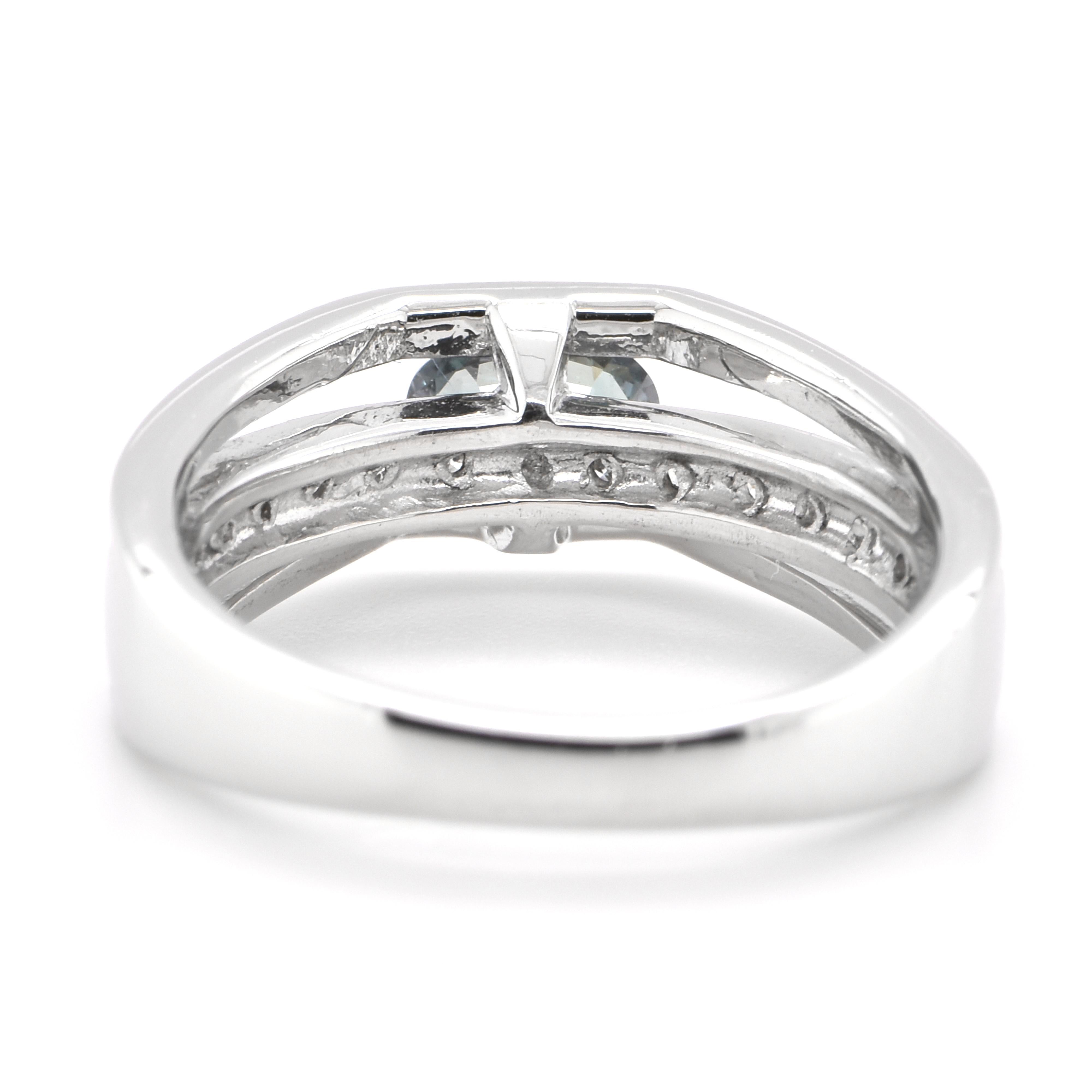 Women's 0.46 Carat Natural Color-Change Alexandrite and Diamond Ring Set in Platinum