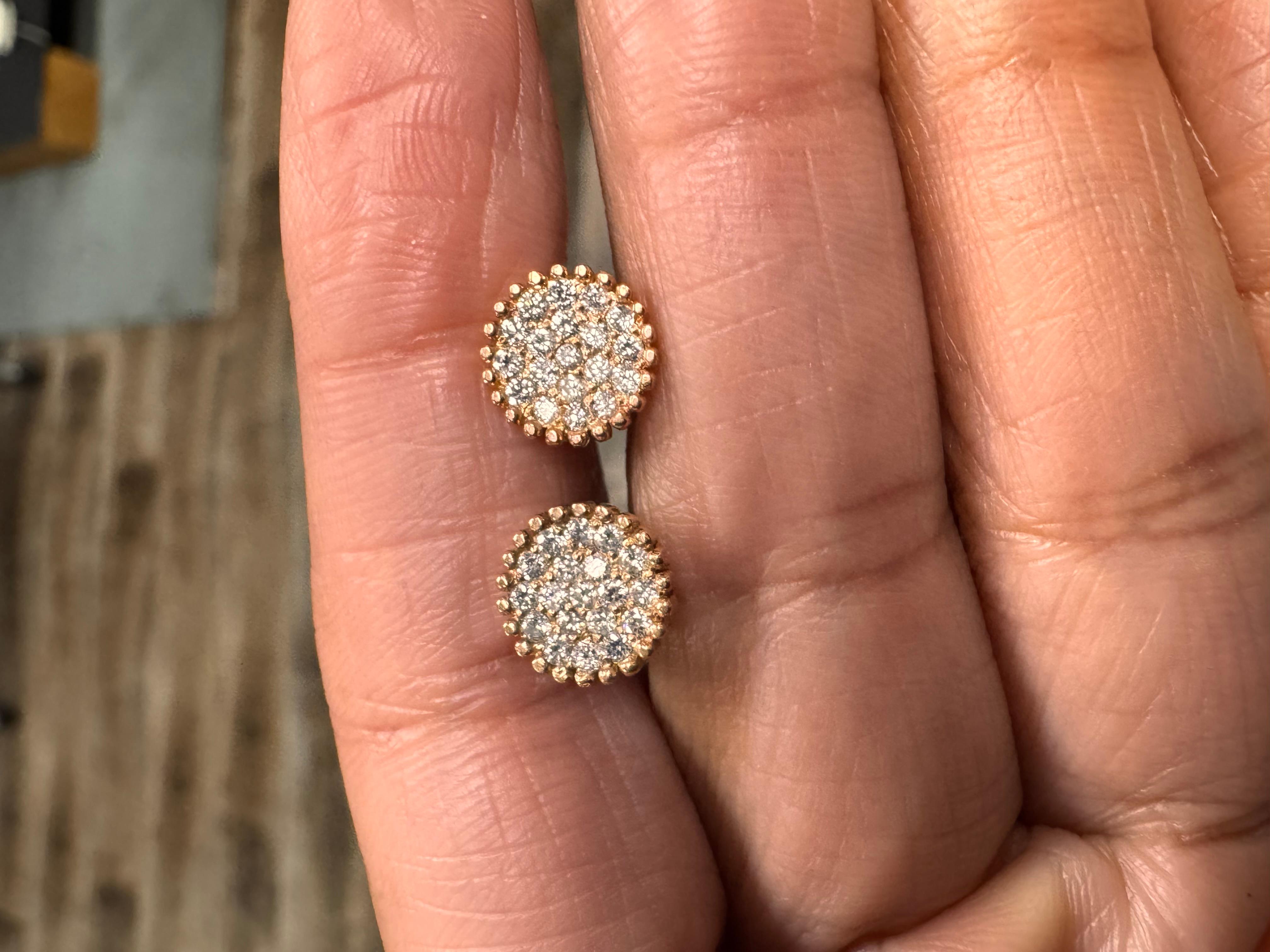 Boucles d'oreilles en or rose 14 carats avec diamant naturel de 0,46 carat en vente 5