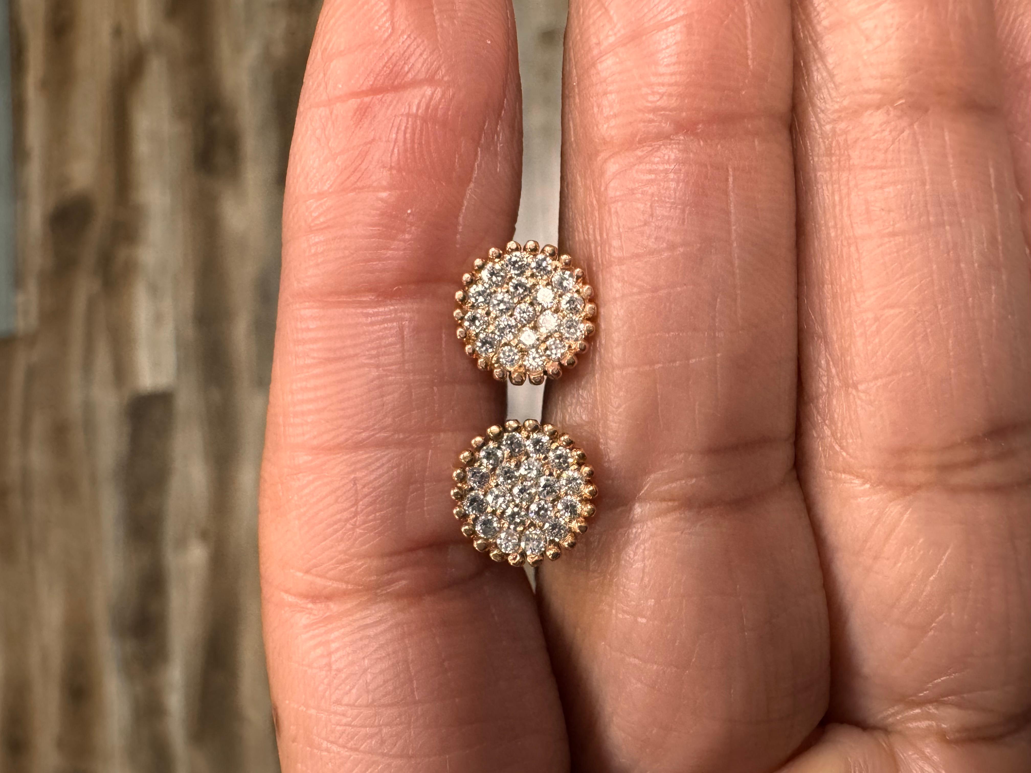 Boucles d'oreilles en or rose 14 carats avec diamant naturel de 0,46 carat en vente 6