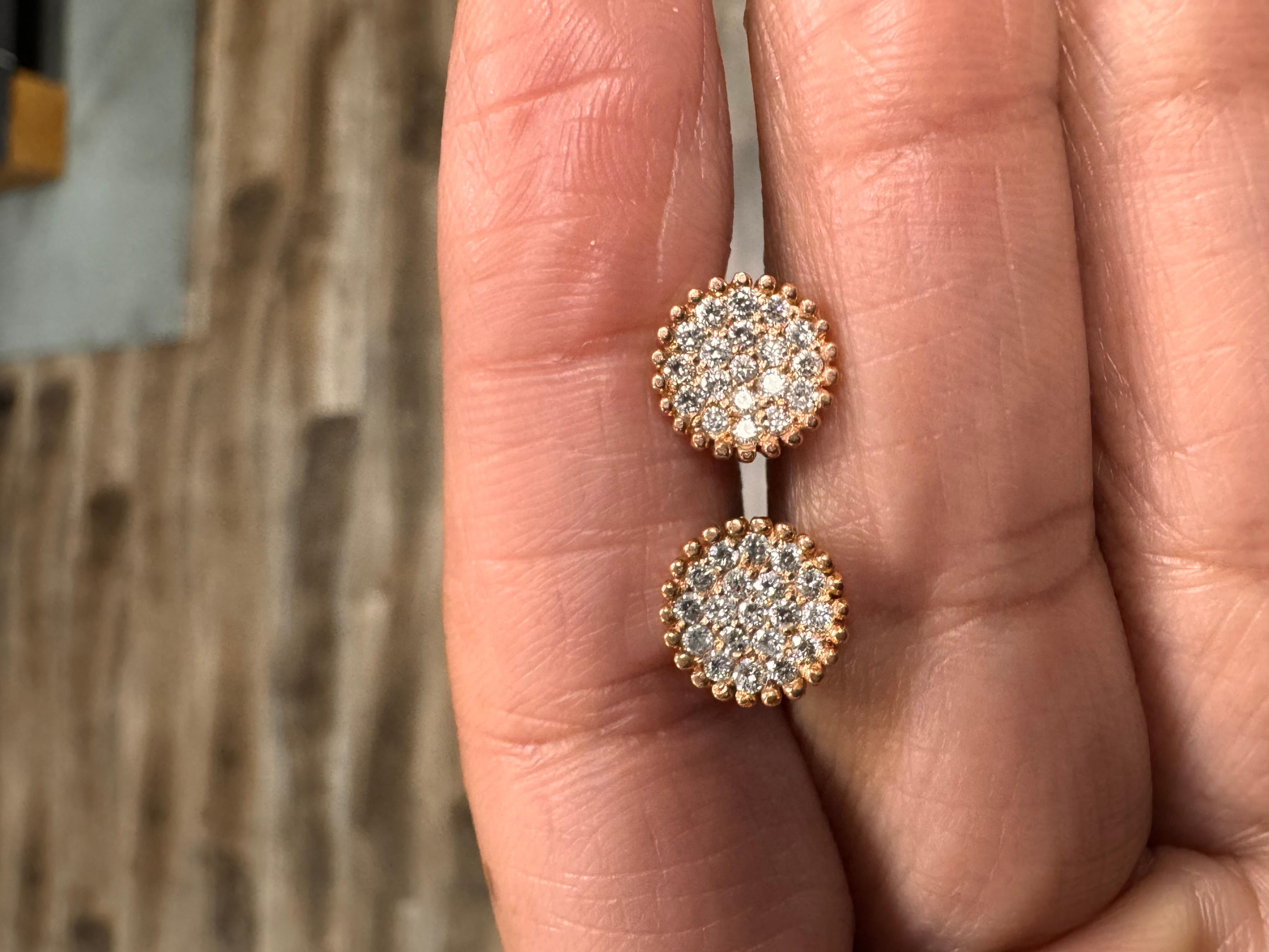 Boucles d'oreilles en or rose 14 carats avec diamant naturel de 0,46 carat en vente 7