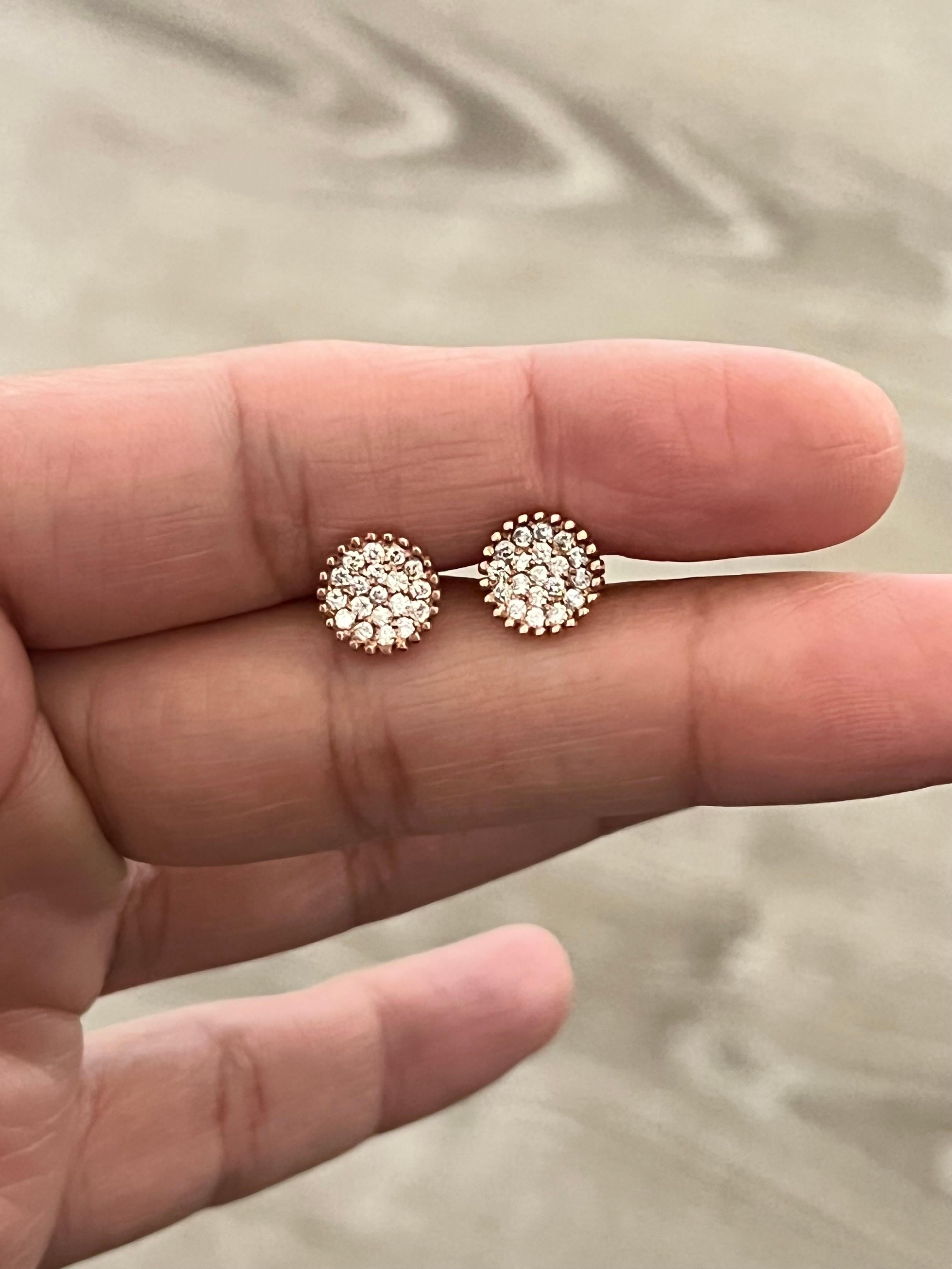 Boucles d'oreilles en or rose 14 carats avec diamant naturel de 0,46 carat Neuf - En vente à Los Angeles, CA