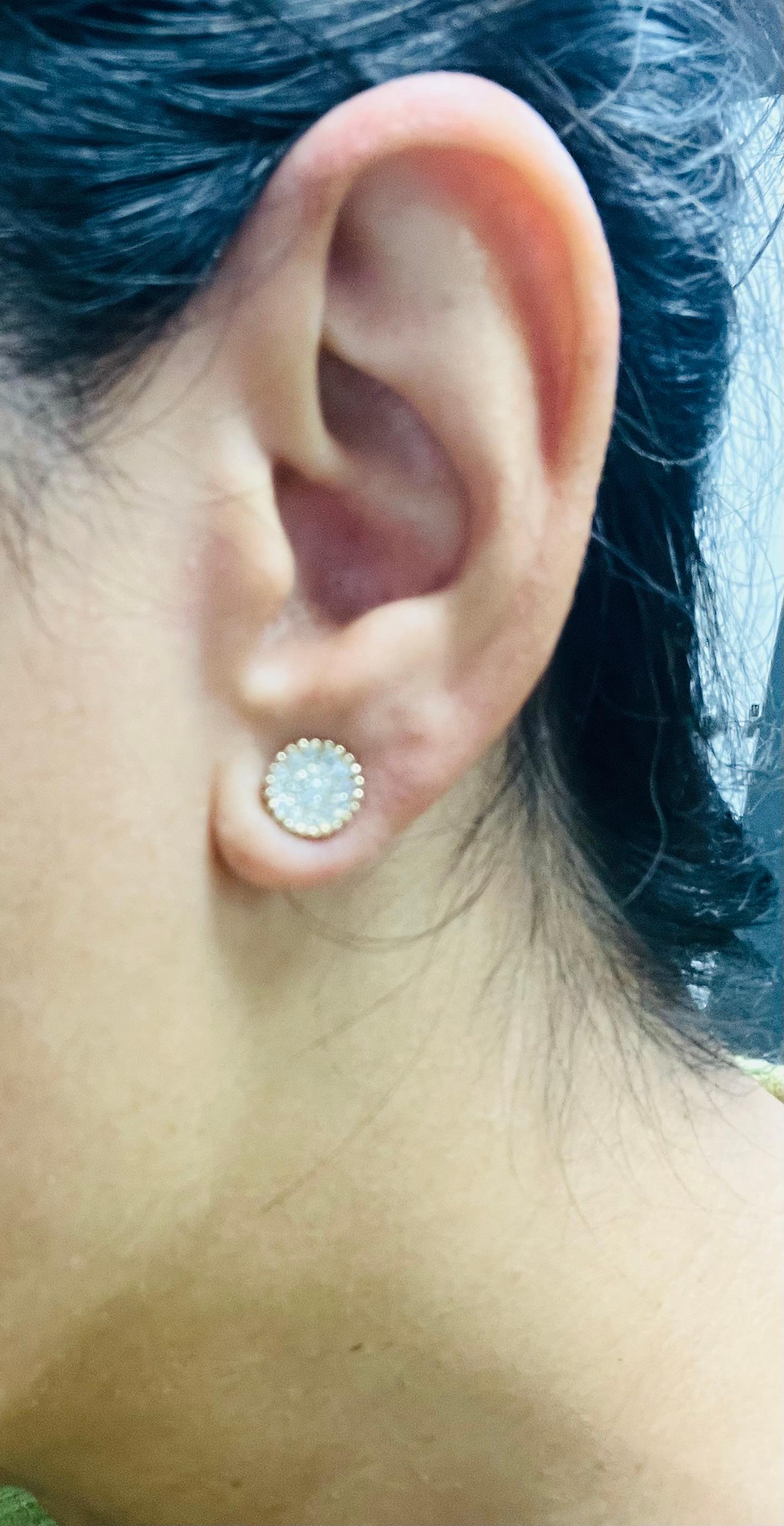 Boucles d'oreilles en or rose 14 carats avec diamant naturel de 0,46 carat Pour femmes en vente