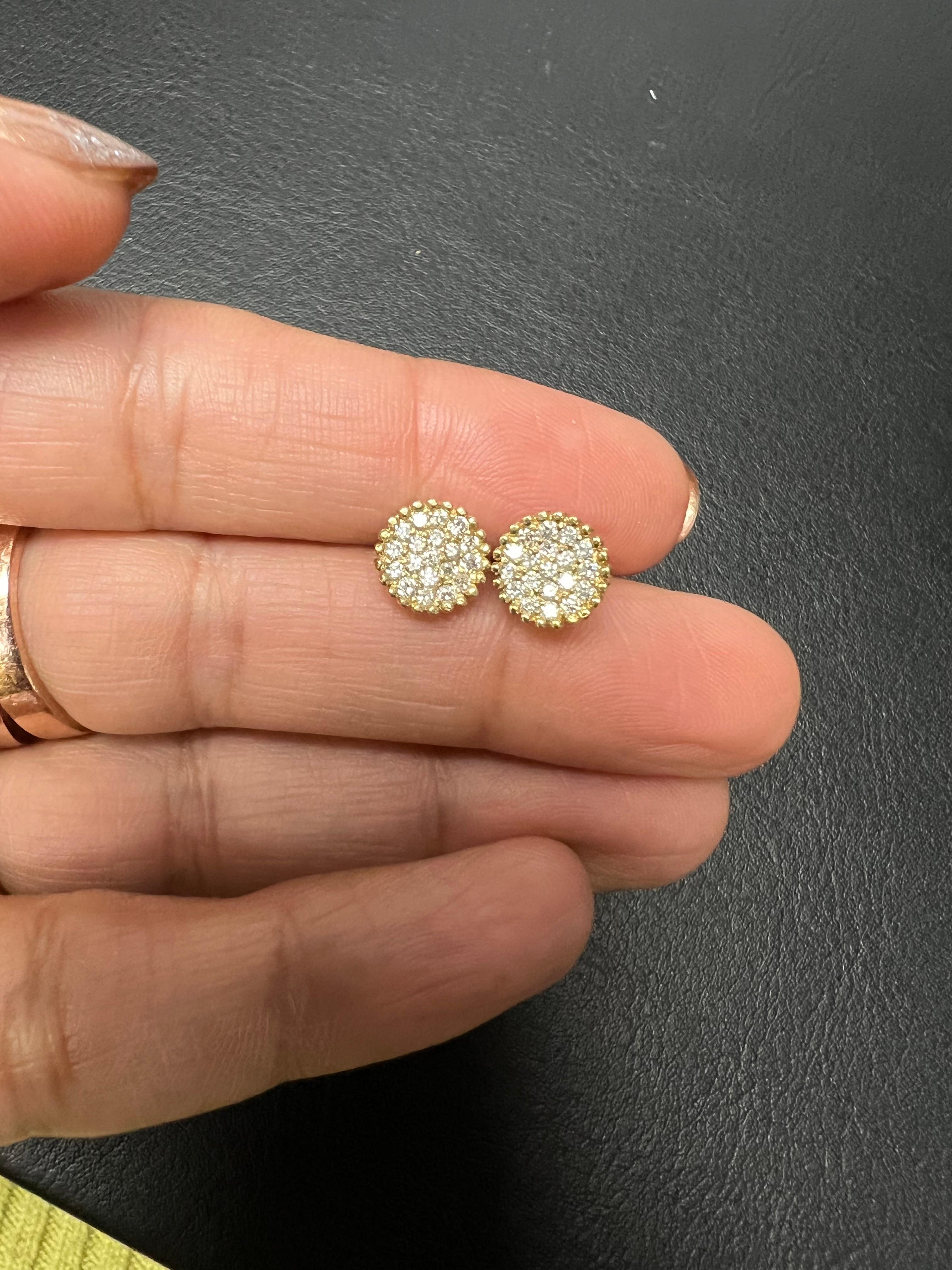 Boucles d'oreilles en or rose 14 carats avec diamant naturel de 0,46 carat en vente 2