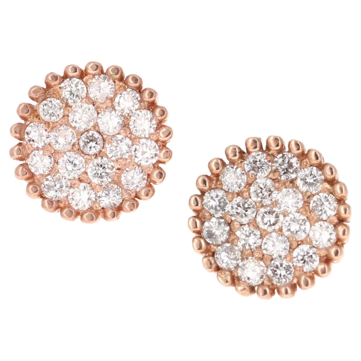 Boucles d
oreilles en or rose 14 carats avec diamant naturel de 0,46 carat
