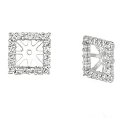 0.46 Carat Natural Diamond Jacket Earrings 14k White Gold Center