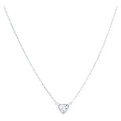 0.46 Carat Natural Trillion Cut Diamond Pendant Necklace, 14k White Gold
