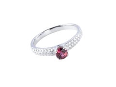 Sunita Nahata Rhodolite 0.46ct. and Diamond Ring in 14Karat White Gold