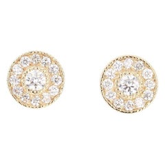 0.46 Carat Round Cut Diamond 14 Karat Yellow Gold Stud Earrings