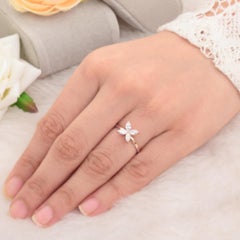0.46 Ct Marquise Diamond Butterfly Ring 18K Rose Gold Fine Jewelry