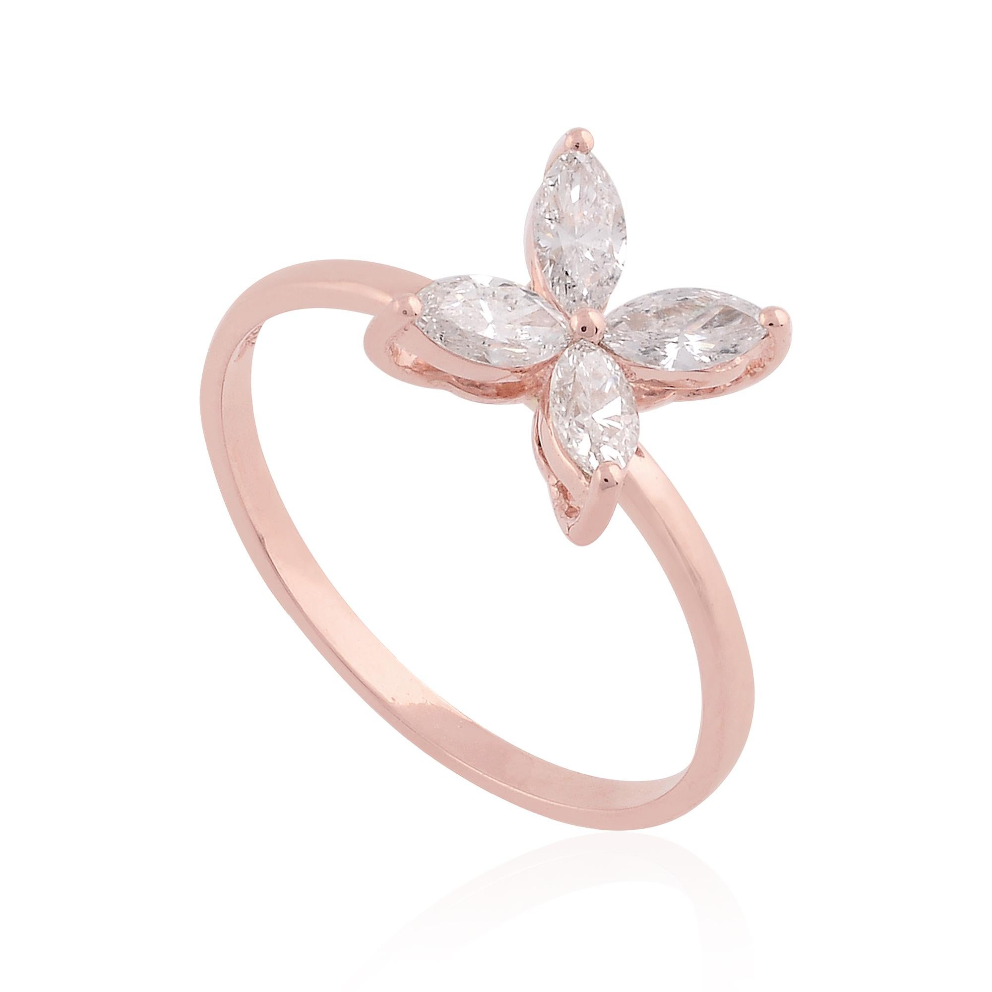 For Sale:  0.46 Carat SI Clarity HI Color Marquise Diamond Ring 18 Karat Rose Gold Jewelry 5