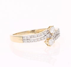 0.46 Carat Two-Stone Diamond 14 Karat Yellow Gold Ring