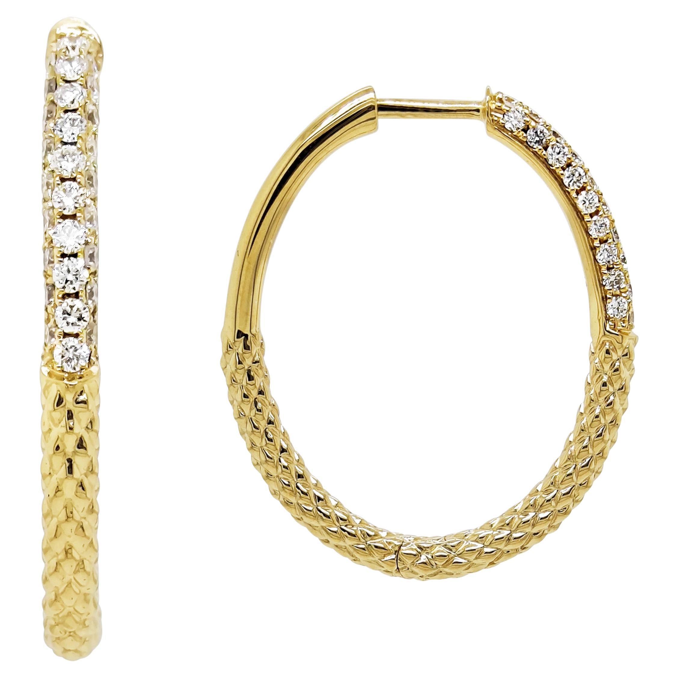 Créoles en or jaune avec diamants blancs de 0,46 carat