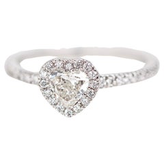 0.46 ct Heart Cut Diamond Solitaire, Diamond Solitaire Ring with Edge Stone