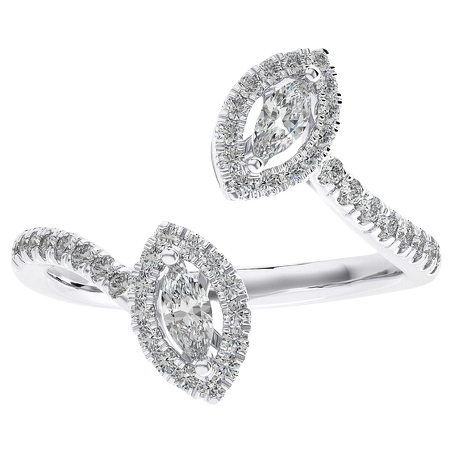 0,46 CTW Runde Diamanten 14K Weißgold Classic Collection Marquese Fingerring