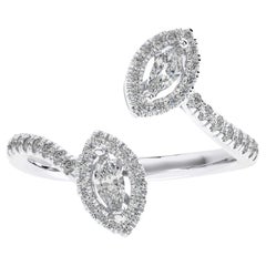 0,46 CTW Runde Diamanten 14K Weißgold Classic Collection Marquese Fingerring