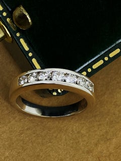 0.46ct Channel-Set 7-Stone “Dearest” Diamond Ring/Band in 18K White Gold