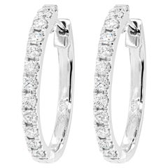 0.46 Carat Diamond 18 Carat White Gold Small Hoop Earrings