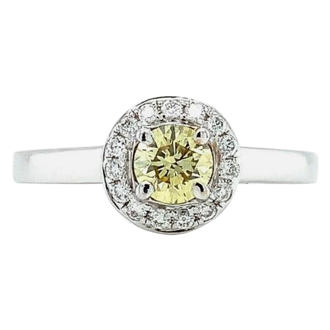 0,46ct Fancy gelber Diamant IGI Solitär Verlobungsring 18ct Weißgold im Angebot