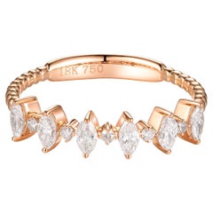 0.46Ct Marquise Diamond Band Ring in 18 Karat Rose Gold