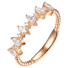 Bague jonc en or rose 18 carats avec diamants taille marquise de 0,46 carat