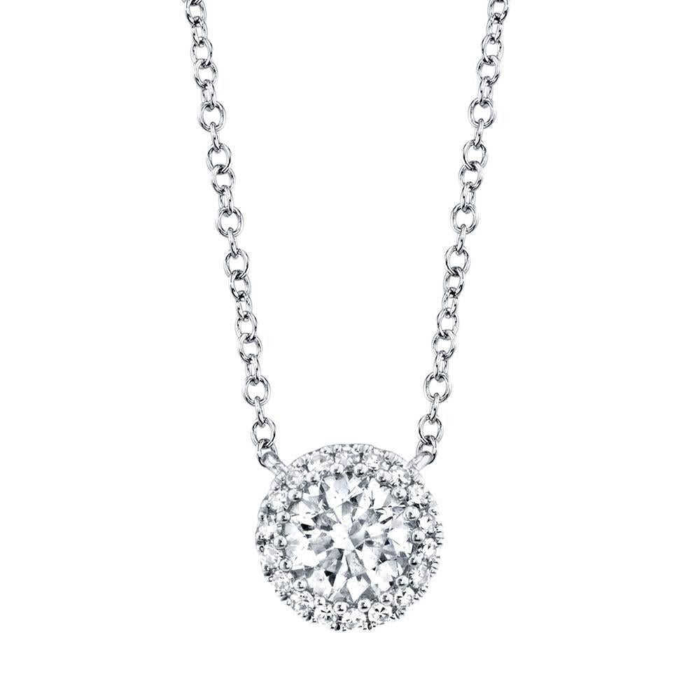 0.46ct Round Brilliant Cut Diamond Halo Pendant in 14k White Gold