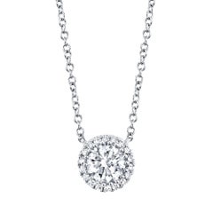 0.46ct Round Brilliant Cut Diamond Halo Pendant in 14k White Gold