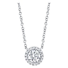 0.46ct Round Brilliant Cut Diamond Halo Pendant in 14k White Gold