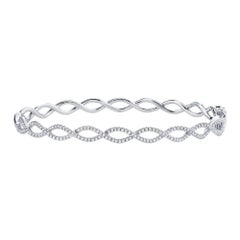 0.46ct Round Cut Diamond Twist Bangle Bracelet in 14k White Gold