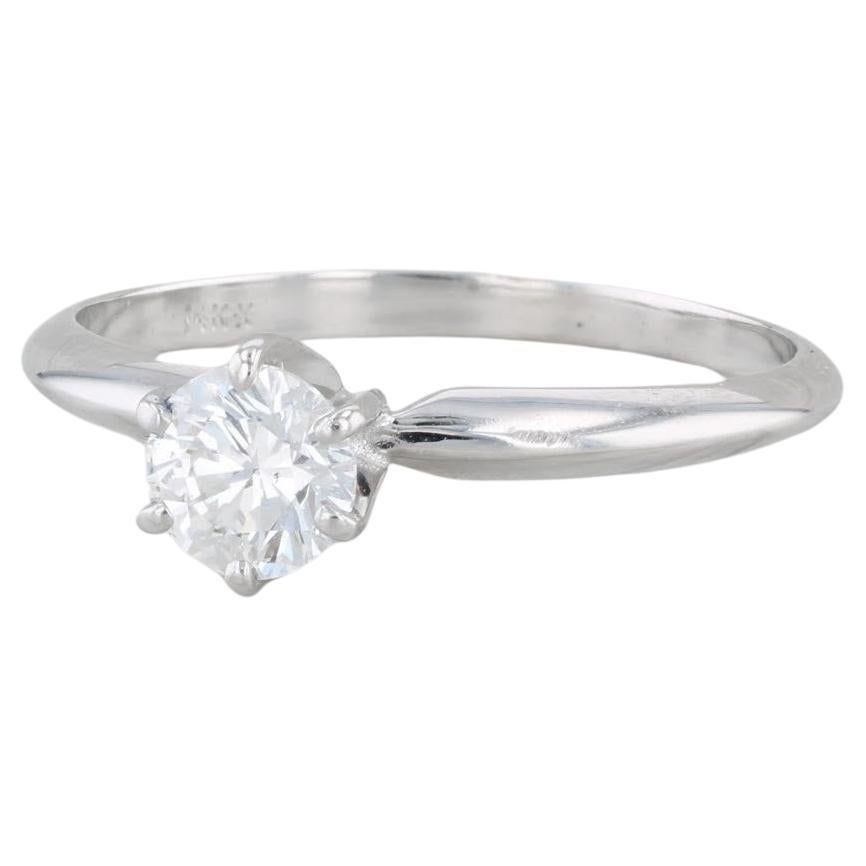 0.46ct Round Diamond Solitaire Engagement Ring 14k White Gold Size 7.25 For Sale