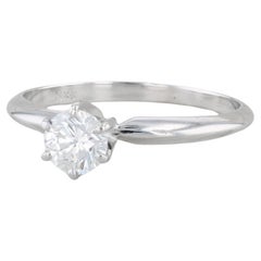 0.46ct Round Diamond Solitaire Engagement Ring 14k White Gold Size 7.25
