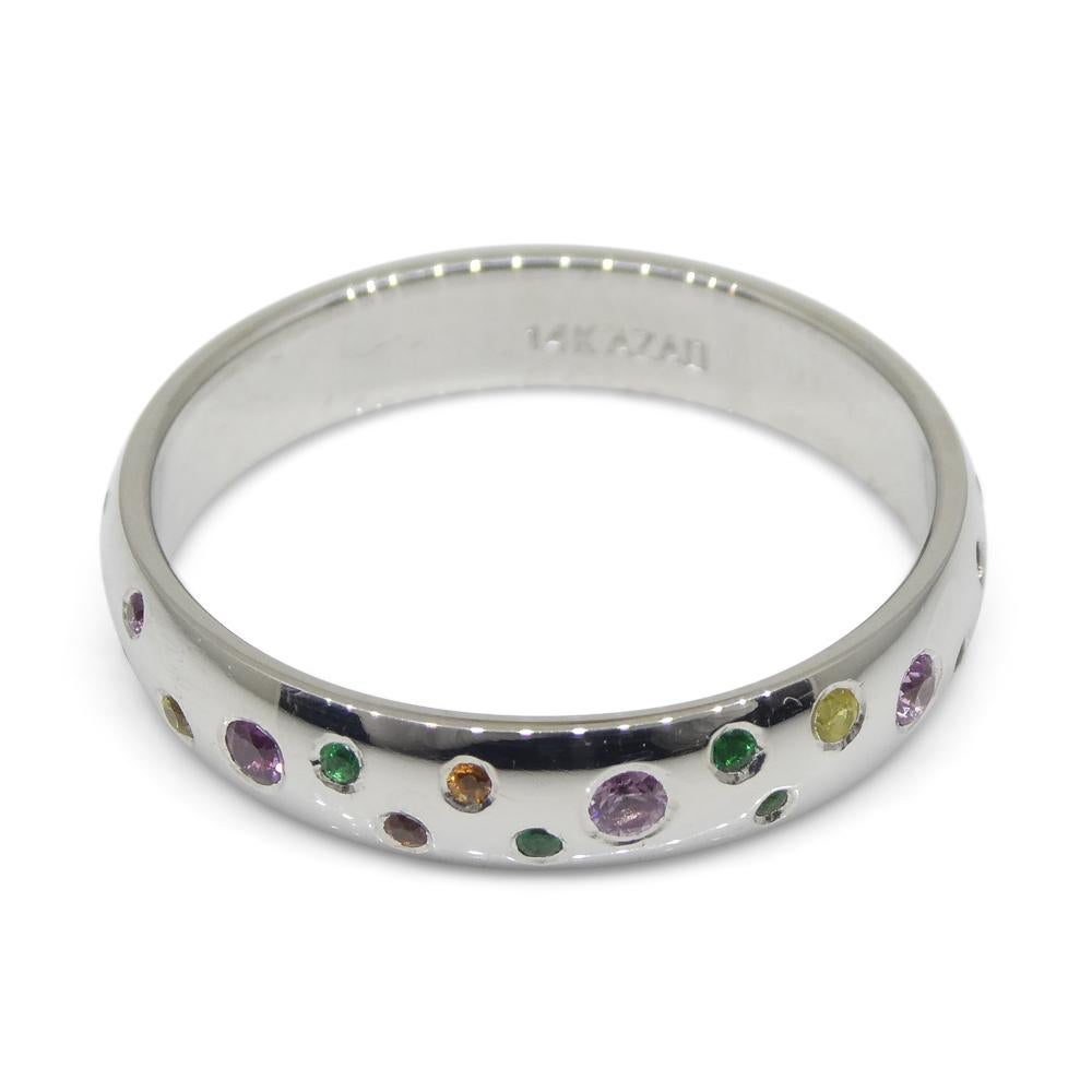 0.46ct Sapphire & Emerald Starry Night Wedding Ring set in 14k White Gold For Sale 3