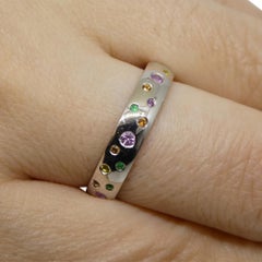 0.46ct Sapphire & Emerald Starry Night Wedding Ring set in 14k White Gold