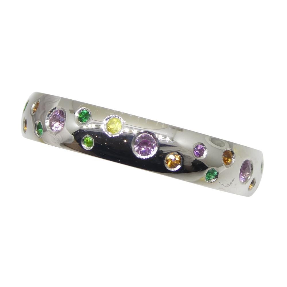 0.46ct Sapphire & Emerald Starry Night Wedding Ring set in 14k White Gold For Sale 1