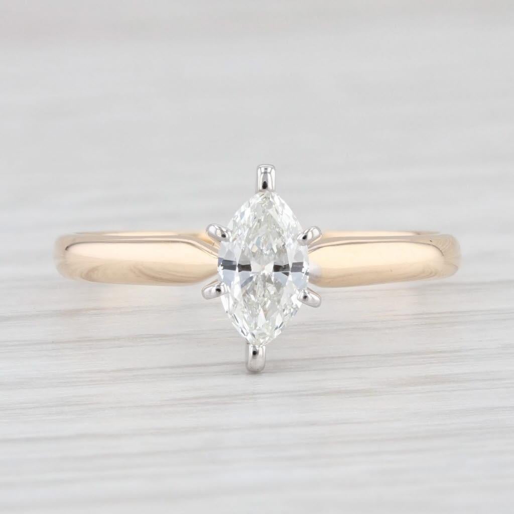 Marquise Cut 0.46ct VS2 Marquise Diamond Solitaire Engagement Ring 14k Gold Size 6.5 For Sale