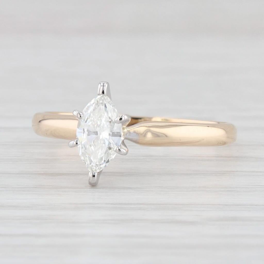 0.46ct VS2 Marquise Diamond Solitaire Engagement Ring 14k Gold Size 6.5 For Sale