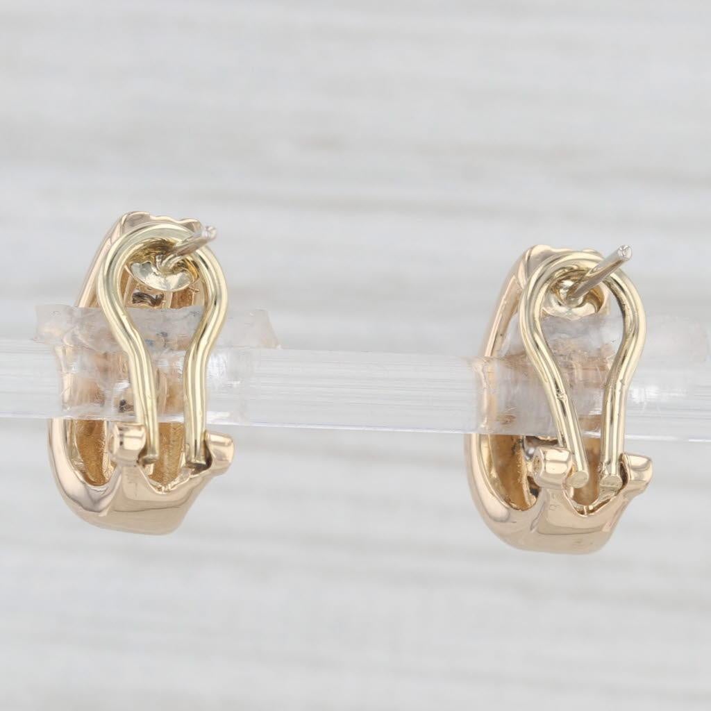 0.46ctw Blue Sapphire Diamond J-Hook Earrings 14k Gold Drops Omega Backs In Good Condition For Sale In McLeansville, NC