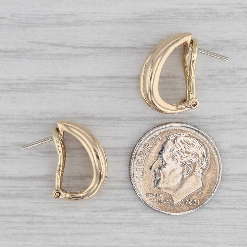 0.46ctw Blue Sapphire Diamond J-Hook Earrings 14k Gold Drops Omega Backs For Sale 1