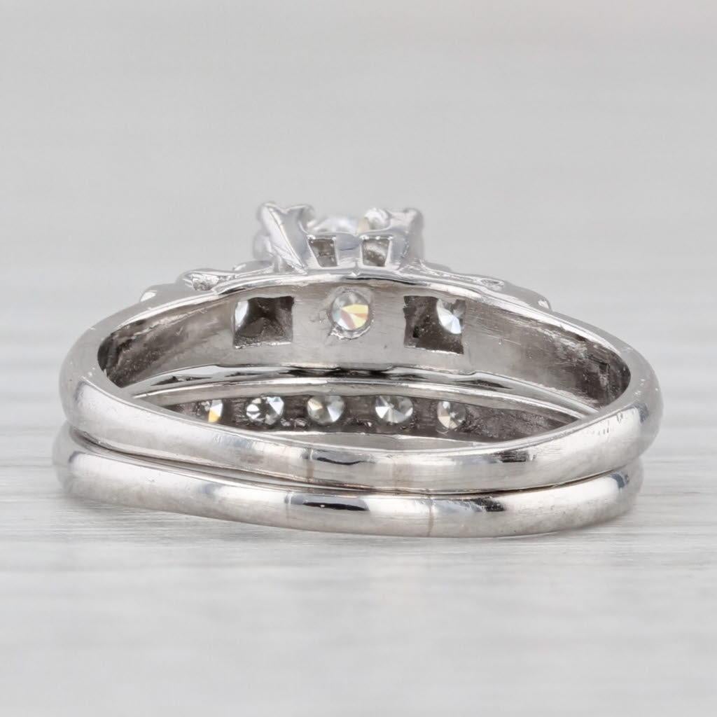0.46ctw Anillo de compromiso Damond Alianza de boda Conjunto nupcial Platino Talla 5 Corte redondo en venta